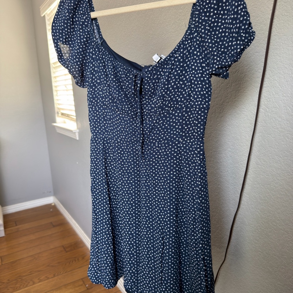 La Hearts Navy Blue Mini Dress with White Mini Flowers